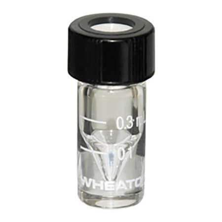 Wheaton® 0.3ML, Graduated Glass V-Vials, 13-425, Hole Caps & Case Of 12